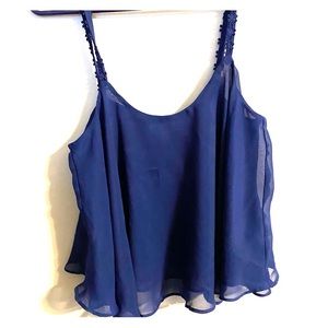 Ruffled, blue tank